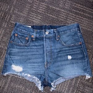Levi's Blue Distressed Jean Shorts